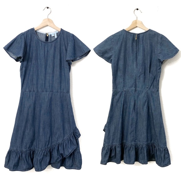 Draper James Chambray Faux Wrap Dress - Picture 3 of 8